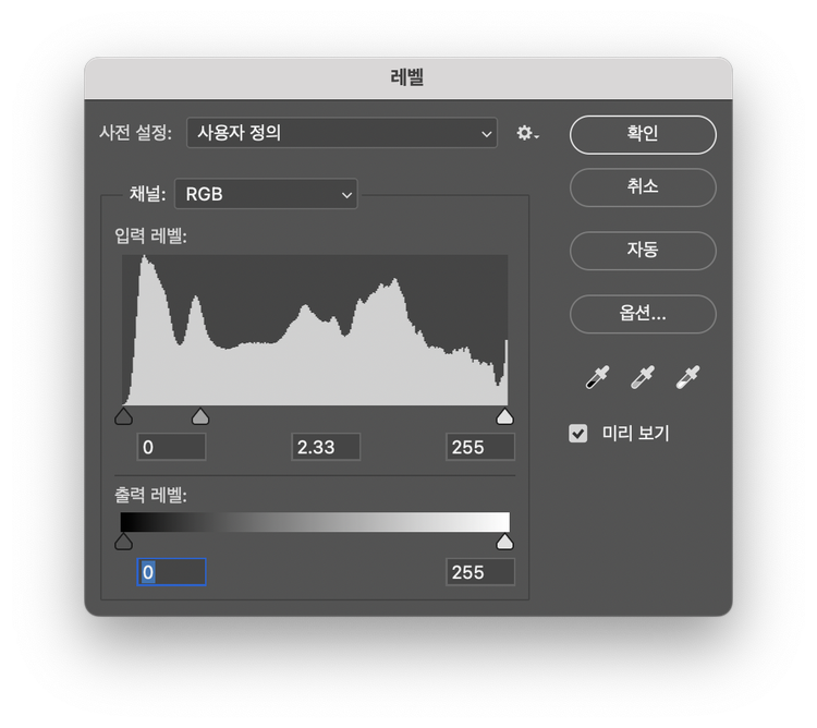 포토샵에서 RGB 사진 보정하기
