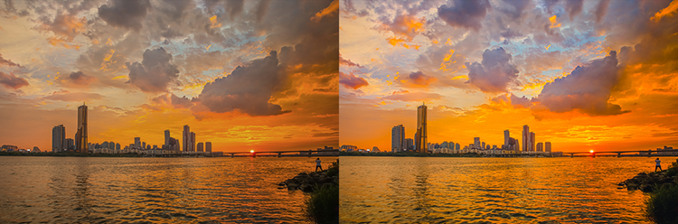 프리셋 적용 전후 비교