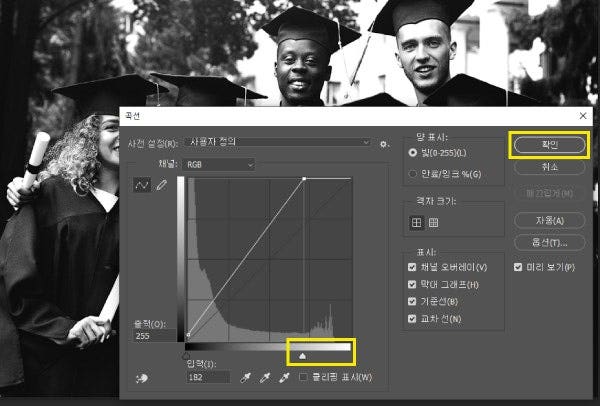 곡선으로 흑백 사진 명암 조절하기