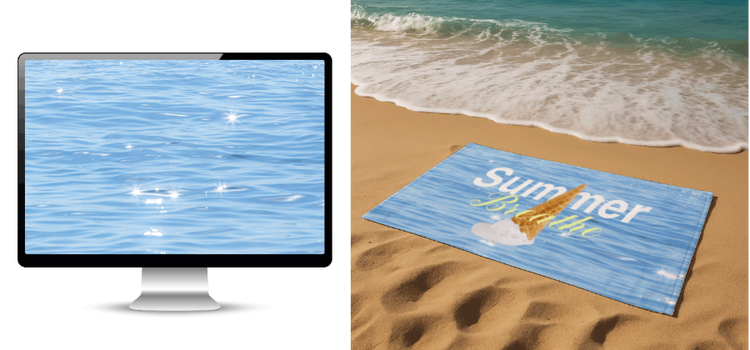 물 사진으로 제작한 작업물 예시