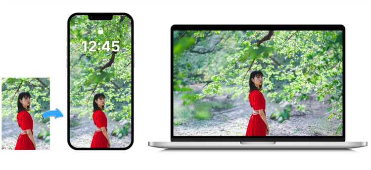 포토샵 AI 이미지 확장으로 노트북 휴대폰 배경화면 만든 결과