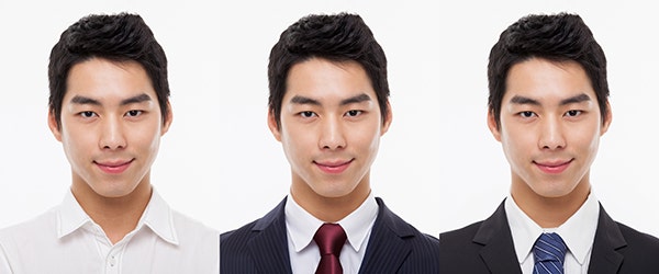 증명사진 AI로 만들기 예시: ‘넥타이 정장으로 바꿔줘’라고 입력하면, 넥타이를 맨 정장 증명사진 이미지를 얻을 수 있습니다.