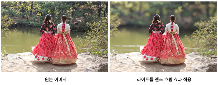 라이트룸보정 렌즈 흐림 효과 적용 결과