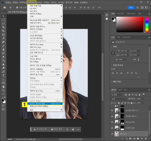 보이는 레이어 병합하기