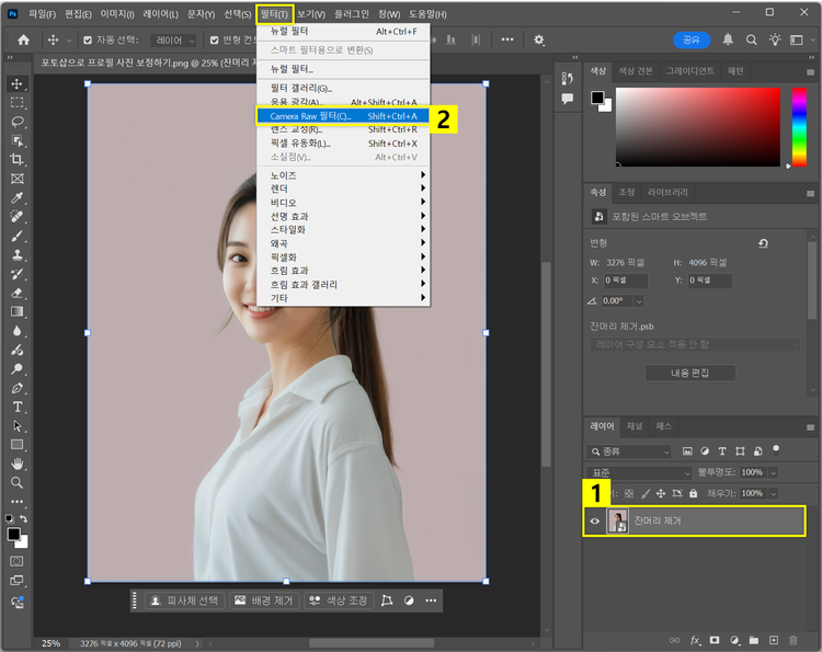 포토샵 Camera Raw 필터로 사진 보정
