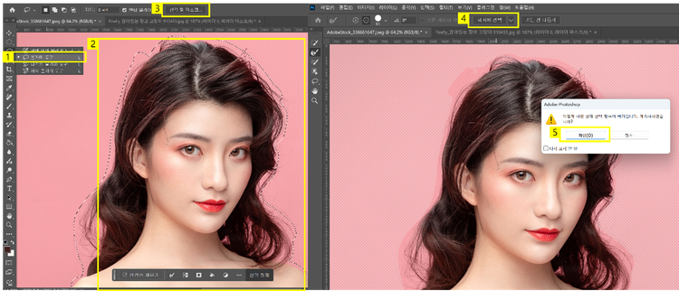 올가미 도구로 정교한 배경 지우기