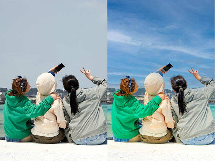 흐린 날 사진 원하는 하늘로 대체하기