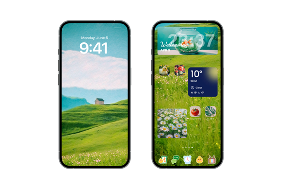 아이폰 홈화면 꾸미기 적용 이미지