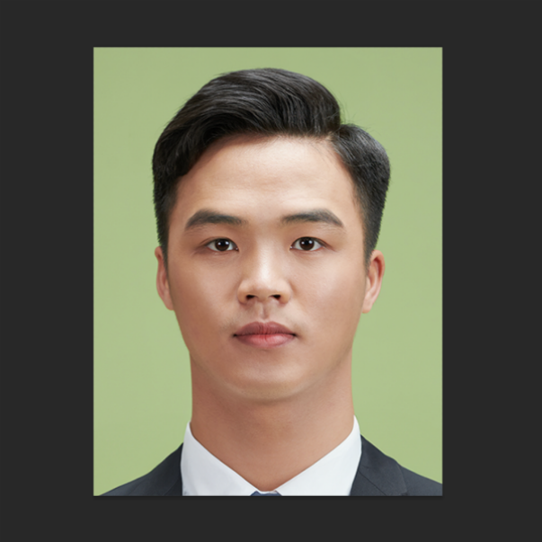 자르기 도구로 여권 사진 사이즈에 맞게 자른 결과