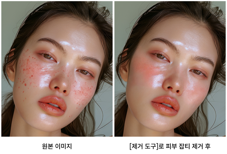 포토샵 제거 도구로 피부 잡티 제거한 후