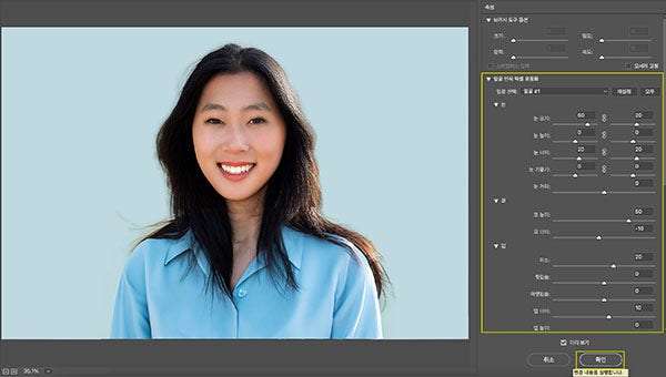 픽셀 유동화로 얼굴 보정하기