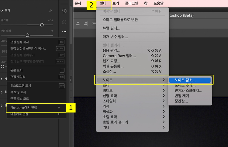 포토샵으로 사진 블러와 노이즈 조정하기