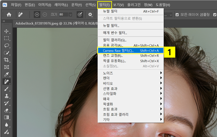Camera Raw 필터 열기