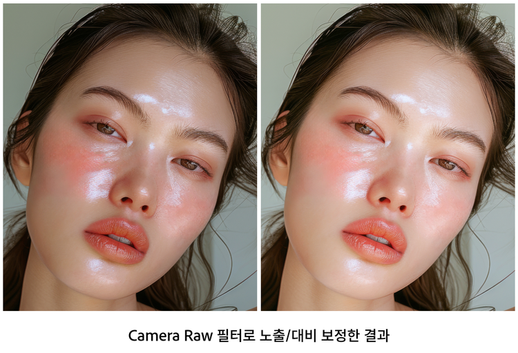 Camera Raw 필터로 노출 및 대비 보정한 결과