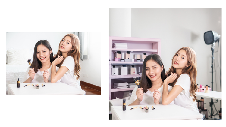 포토샵 생성형 채우기로 스튜디오 배경 사진을 만들기 전후 이미지