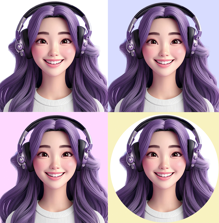 여러 가지 버전의 AI 캐릭터