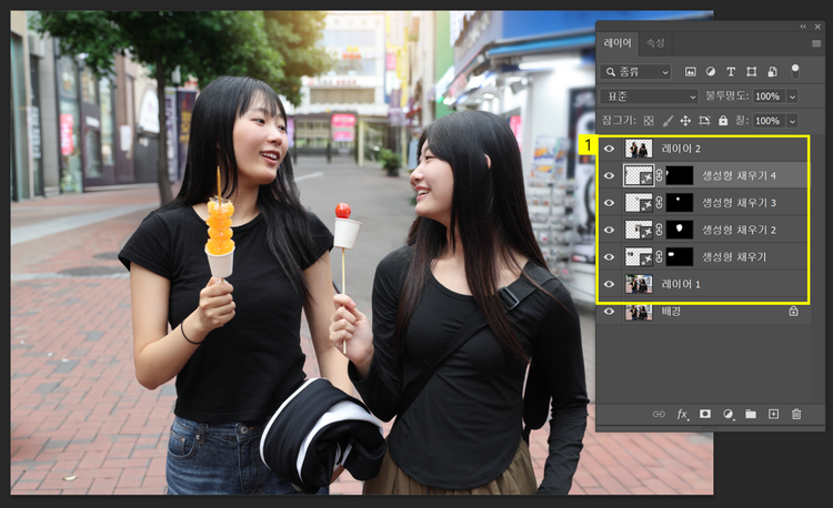 [인물 레이어] 최상단으로 순서 조정하기
