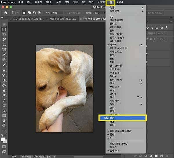 포토샵으로 프레임 애니메이션 만들기