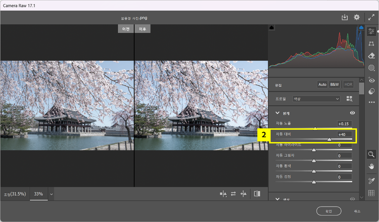 사진 속 피사체에 맞는 대비값 찾기