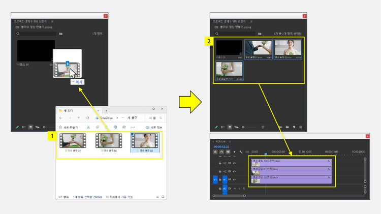 영상 클립을 타임라인에 배치하기