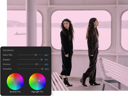 스틸 이미지에 중첩된 색상 작업 영역