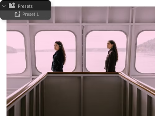 스틸 이미지에 중첩된 효과 패널