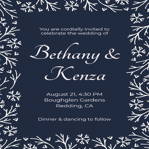 Navy & White Floral Wedding Invite