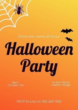 Orange & Black Halloween Party Invite