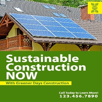 Yellow and Green Photo Sustainable Construction Flyer