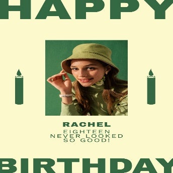 Green and Yellow Modern Birthday Poster