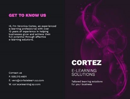 Black and Pink Background Neon Design E-Learning Bifold Pamphlet
