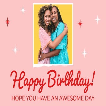 Pink & Red Stars Picture Birthday Poster