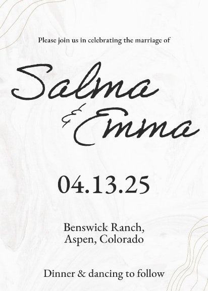 Marble Salma & Emma Wedding Invitation Card