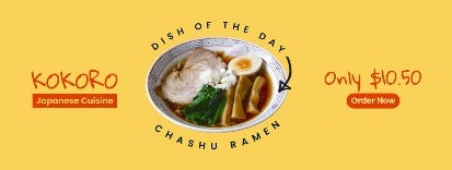 Yellow And Orange Japanese Dish of Day Facebook Page Cover