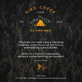 Black Orange Pike Creek Glamping Flyer