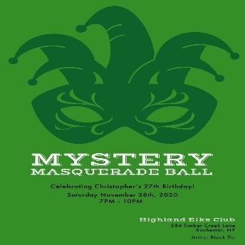 Green Masquerade Birthday Party Invitation Card