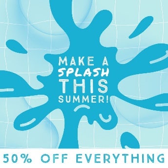 Blue & White Make A Splash 50% Off Summer Sale Facebook Ad