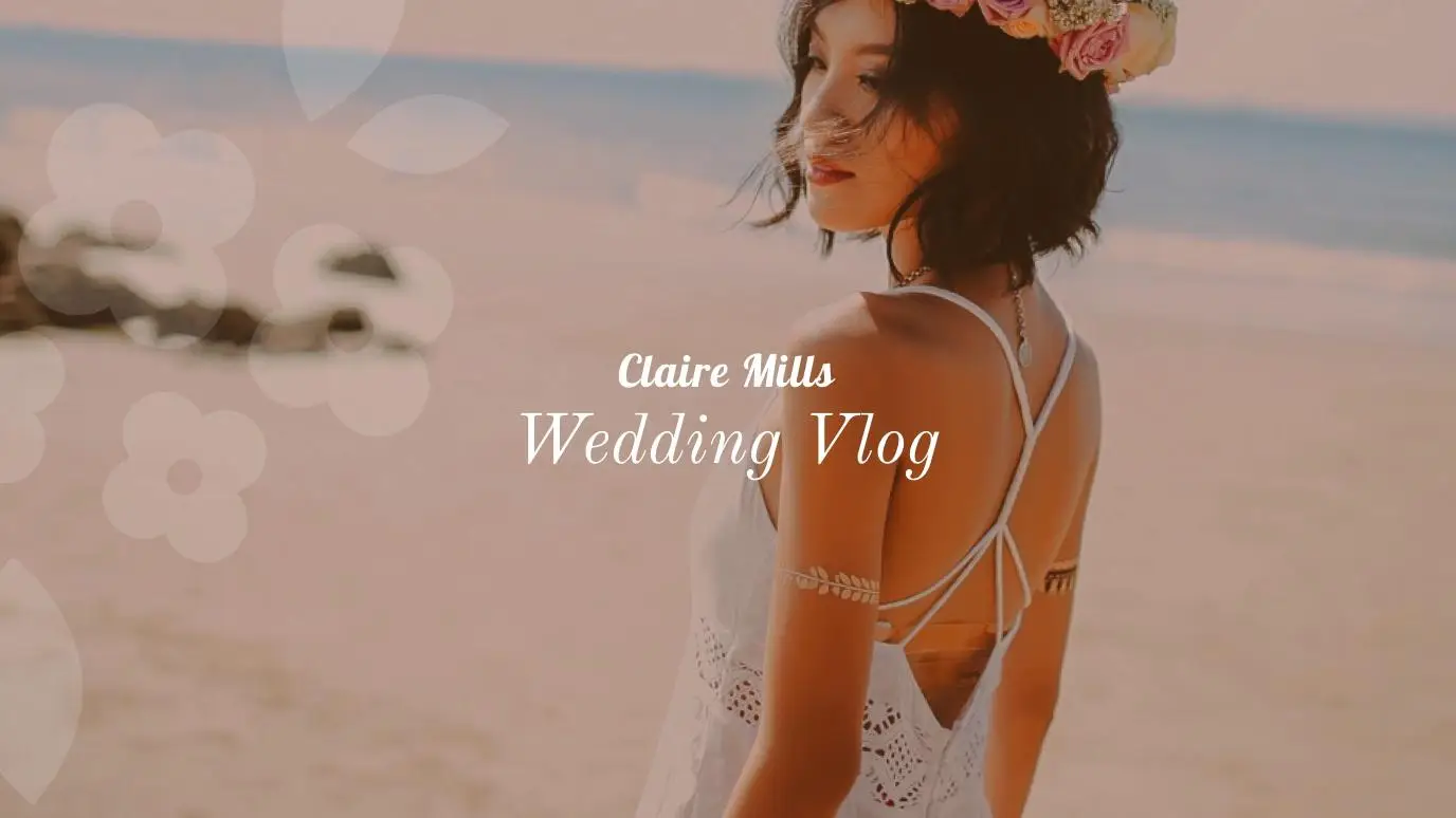 Wedding Vlog Youtube Channel Art Banner with Bride on Beach