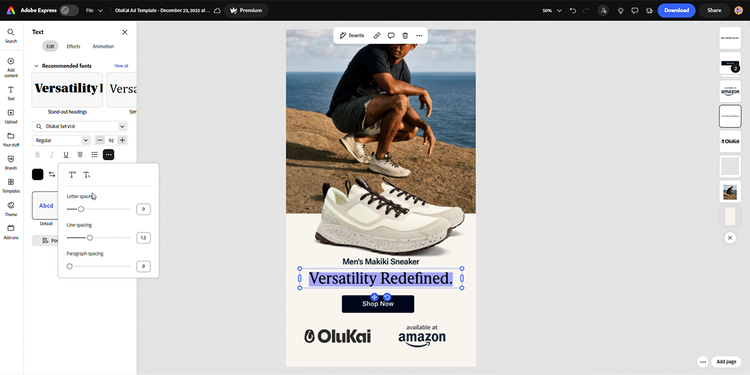 Work in progress of a shoe ad for Amazon