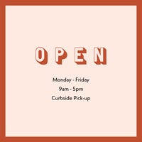 Red Frame Business Opening Hours Square Graphic COVID-19 재개