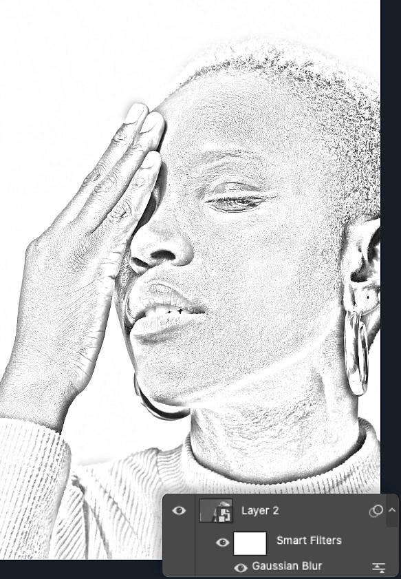 Gaussian Blur is applied to the same image in Adobe Photoshop with window overlaid