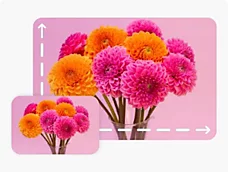 Imagen pequeña de un ramo de flores ampliada a un tamaño mayor