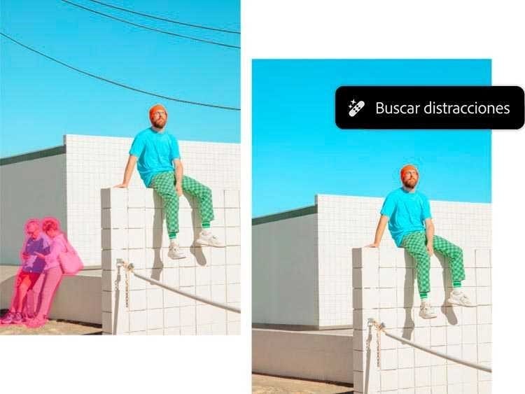 Función Eliminar distracciones con la IA de Photoshop