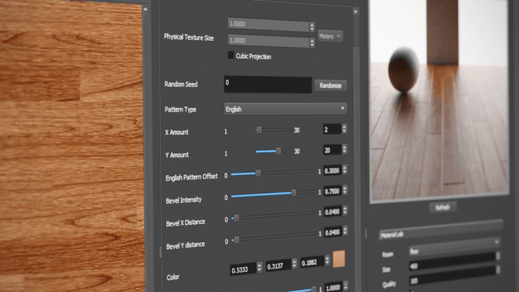 screenshot of the parameters available for adjustement