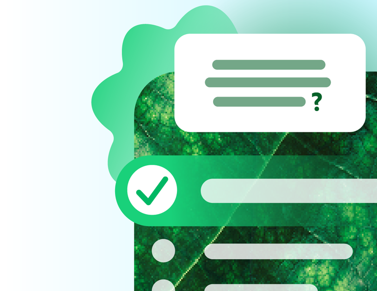 Grüne Illustration eines Übungs-Quiz.