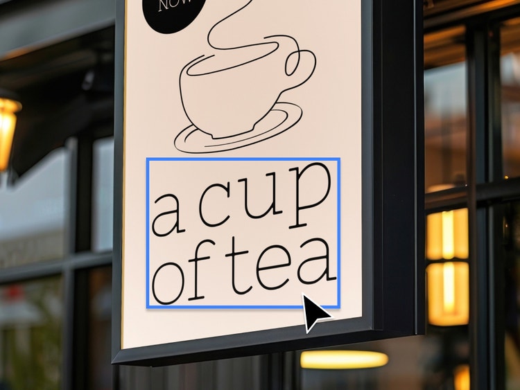 coffee shop sign with comment bubble next to it
