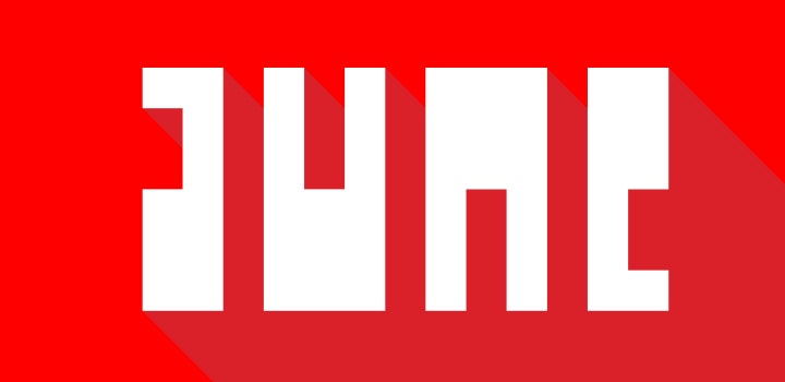 An ambigram of the word "June."