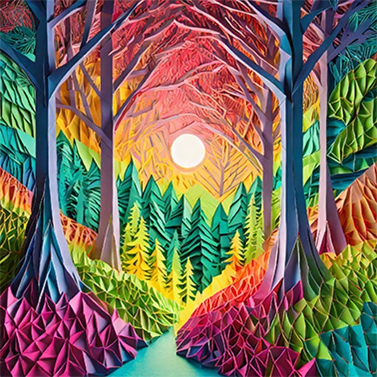 AI-generated concept art of a forest trail using Adobe Firefly