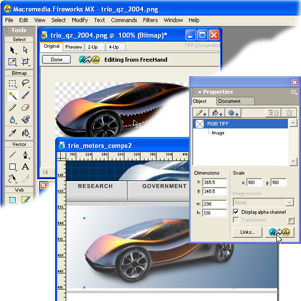 Ejecutar y editar con Fireworks MX