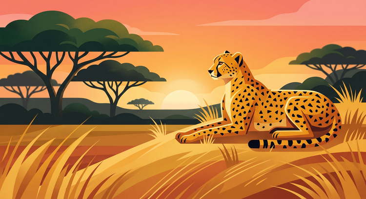 Stlylised cartoon rendering of a cheetah